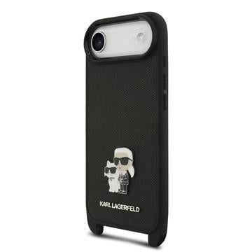 iPhone Air Karl Lagerfeld Saffiano Crossbody Metal Karl & Choupette Cover - Sort