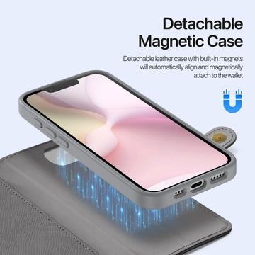 iPhone 16e/17e Dux Ducis Lawa Pung læderetui med magnetisk låg - grå