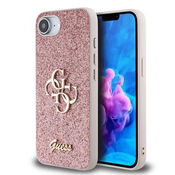 iPhone 16e/17e Guess Fixed Glitter 4G Metal Logo Cover - Pink