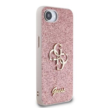 iPhone 16e/17e Guess Fixed Glitter 4G Metal Logo Cover - Pink