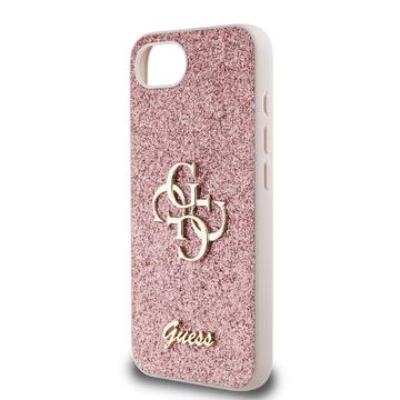iPhone 16e/17e Guess Fixed Glitter 4G Metal Logo Cover - Pink