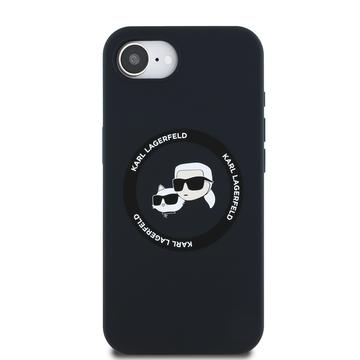 iPhone 16e/17e Karl Lagerfeld Karl and Choupette MagSafe Cover i flydende silikone - Sort