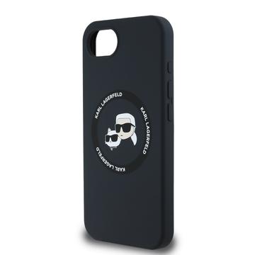 iPhone 16e/17e Karl Lagerfeld Karl and Choupette MagSafe Cover i flydende silikone - Sort