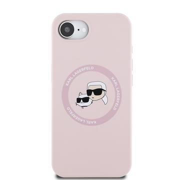 iPhone 16e/17e Karl Lagerfeld Karl and Choupette MagSafe Cover i flydende silikone - Pink