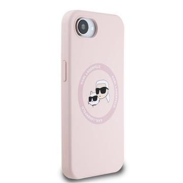 iPhone 16e/17e Karl Lagerfeld Karl and Choupette MagSafe Cover i flydende silikone - Pink