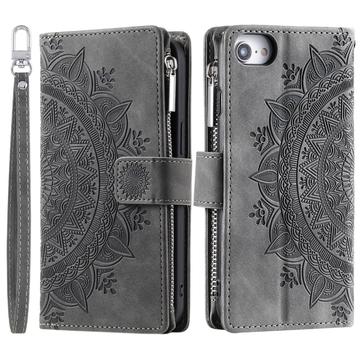 iPhone 16e/17e Mandala Series Etui med Pung - Grå