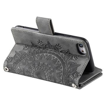 iPhone 16e/17e Mandala Series Etui med Pung - Grå