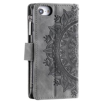 iPhone 16e/17e Mandala Series Etui med Pung - Grå