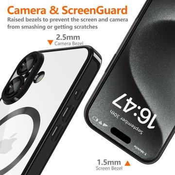 iPhone 16e/17e Tech-Protect MagFlex Cover - MagSafe-kompatibelt - klar / sort