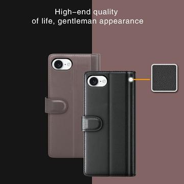 iPhone 16e/17e Læderpung med Stativ - Sort