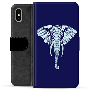 iPhone X / iPhone XS Premium Flip Cover med Pung - Elefant