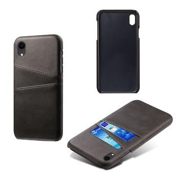 iPhone XR KSQ Belagt Plastikcover med Kortlommer - Sort