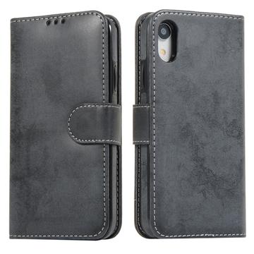 iPhone XR Vintage 2-i-1-pungetui med aftageligt låg - sort