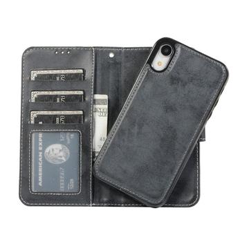 iPhone XR Vintage 2-i-1-pungetui med aftageligt låg - sort