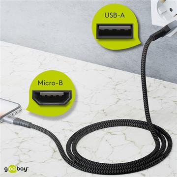 Goobay MicroUSB / USB-A-kabel - 0.5m - Space Grå / Sølv
