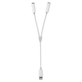 2-i-1 Lightning / 3,5 mm Hovedtelefon Jack Adapter MH027 - Hvid