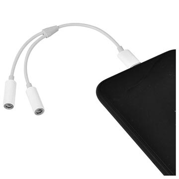 2-i-1 Lightning / 3,5 mm Hovedtelefon Jack Adapter MH027 - Hvid