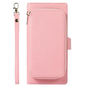 iPhone 14 Plus 2-i-1 Magnetisk Pung Taske med Lynlås - Pink
