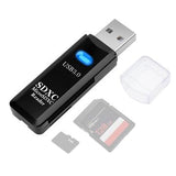 2-i-1 USB-A 3.0 Til SD / TF Kortlæser - sort