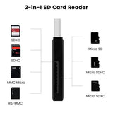 2-i-1 USB-A 3.0 Til SD / TF Kortlæser - sort