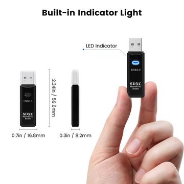 2-i-1 USB-A 3.0 Til SD / TF Kortlæser - sort