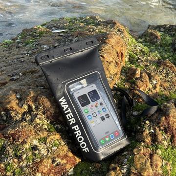 Vandtæt tørpose på 2 liter med taske til smartphone med berøringsskærm - hvid