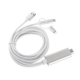 3-i-1 HDMI Kabel - Lightning, Type-C, MicroUSB