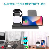 3 i 1 lodret trådløs oplader til skrivebordet Hurtigopladningsstativ til iPhone/Apple Watch/Airpods - Sort