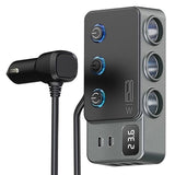 3-i-1 hurtigopladende biloplader PD 35W - cigarettænderadapter 120W og 5 USB-porte - sort