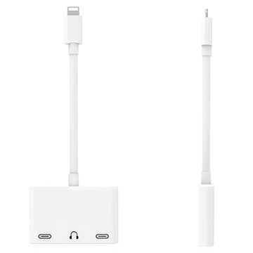 3-i-1 Lightning & 3.5mm Lydadapter - Hvid