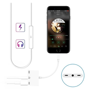 3-i-1 Lightning & 3.5mm Lydadapter - Hvid