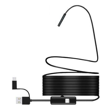 3-i-1 vandtæt 7mm endoskopkamera til mobil - USB, MicroUSB, Type-C - 2m