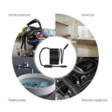 3-i-1 vandtæt 7mm endoskopkamera til mobil - USB, MicroUSB, Type-C - 2m