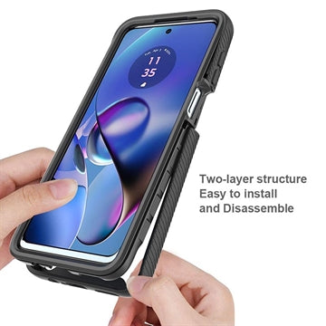Motorola Moto G54 360 Beskyttelse Cover - Sort / Klar