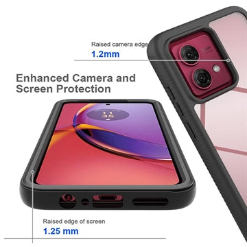 Motorola Moto G84 360 Beskyttelse Cover - Sort / Klar