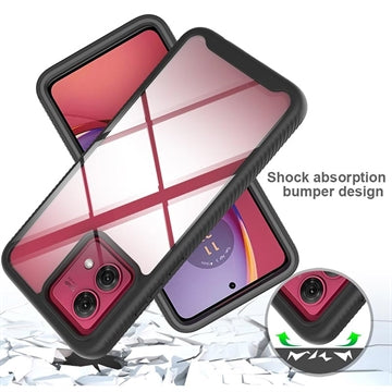 Motorola Moto G84 360 Beskyttelse Cover - Sort / Klar