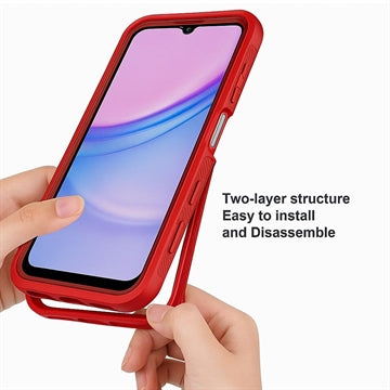 Samsung Galaxy A17 360 Beskyttelse Cover - Rød / Klar