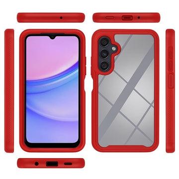 Samsung Galaxy A17 360 Beskyttelse Cover - Rød / Klar