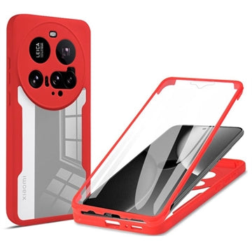 Xiaomi 15 Ultra 360 Beskyttelse Cover - Rød / Gennemsigtig