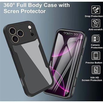 iPhone 17 Pro Max 360 Beskyttelse Cover - Sort / Klar