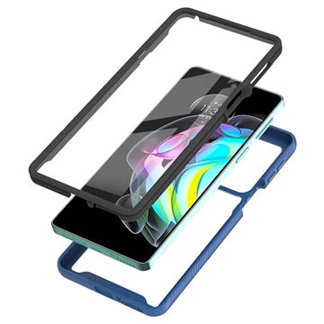 360 Beskyttelse Motorola Edge 20 Cover - Blå / Klar