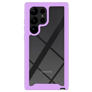 360 Beskyttelse Samsung Galaxy S23 Ultra 5G Cover - Lilla / Gennemsigtig