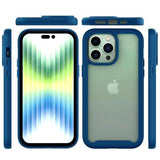 360 Beskyttelse iPhone 14 Pro Cover - Mørkeblå / Gennemsigtig