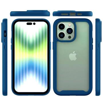 360 Beskyttelse iPhone 14 Pro Cover - Mørkeblå / Gennemsigtig