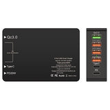 6-Port Hurtig Oplader med USB-C PD & QC3.0 - 65W - Sort
