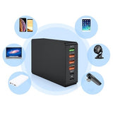 6-Port Hurtig Oplader med USB-C PD & QC3.0 - 65W - Sort