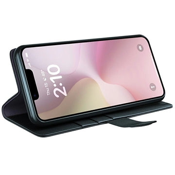 iPhone 16e/17e Læderpung med Stativ - Sort