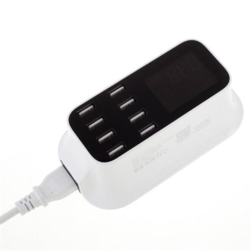 8-Port USB Docking Station med LED-skærm - Hvid