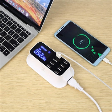 8-Port USB Docking Station med LED-skærm - Hvid