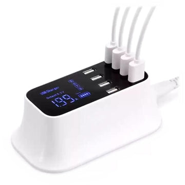 8-Port USB Docking Station med LED-skærm - Hvid